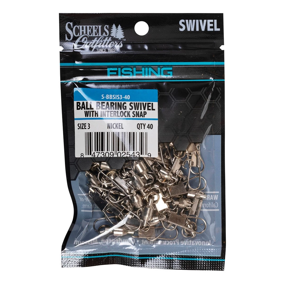 Scheels Outfitters Ball Bearing Swivel With Interlock Snap Bulk Pack Black 2 Scheels Outfitters Ball Bearing Swivel With Interlock Snap Bulk Pack Black - Image 2